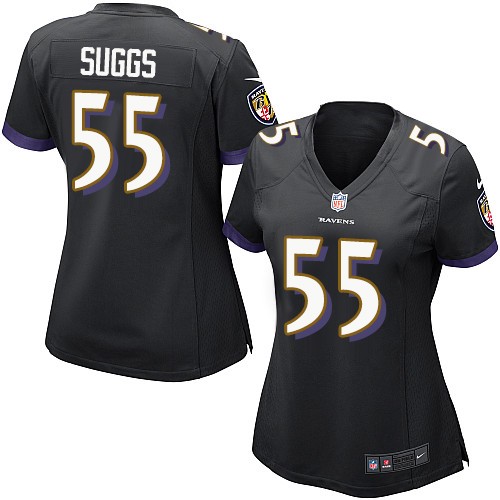 Women's Limited Terrell Suggs Nike Jersey Black Alternate - #55 NFL Baltimore Ravens